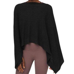 Lululemon Black Asymmetrical Viscose Cashmere Pullover Poncho Chic Athleisure